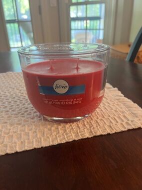 Febreze Red Three-Wick Scented Candle in Clear Glass Jar